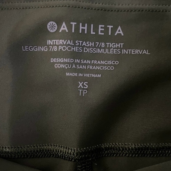 NWT Athleta Women’s XS 7/8 Interval Stash Leggings Green High Waist Workout Yoga - Picture 3 of 5